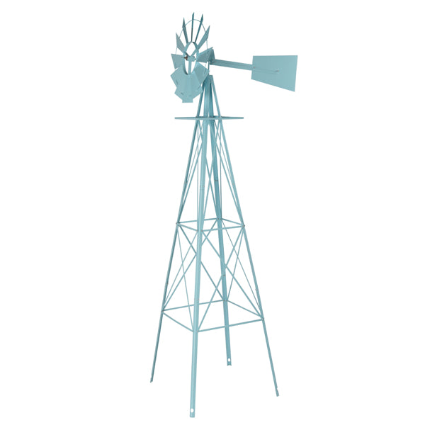 8ft Garden Windmill Wind Vane with Green Steel Construction