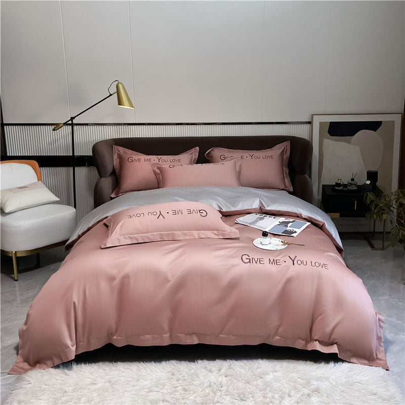 Home Washed Silk Bedding Set Four Piece Quilt Cover Bed Sheets Pillowcases