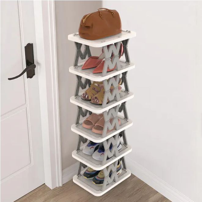6-Tier Foldable Shoe Rack - Vertical Shoe Organizer