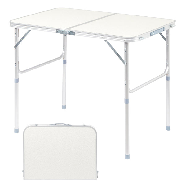 Home Use Aluminum Alloy Folding Table 90x60x70cm - White, Portable & Space-Saving