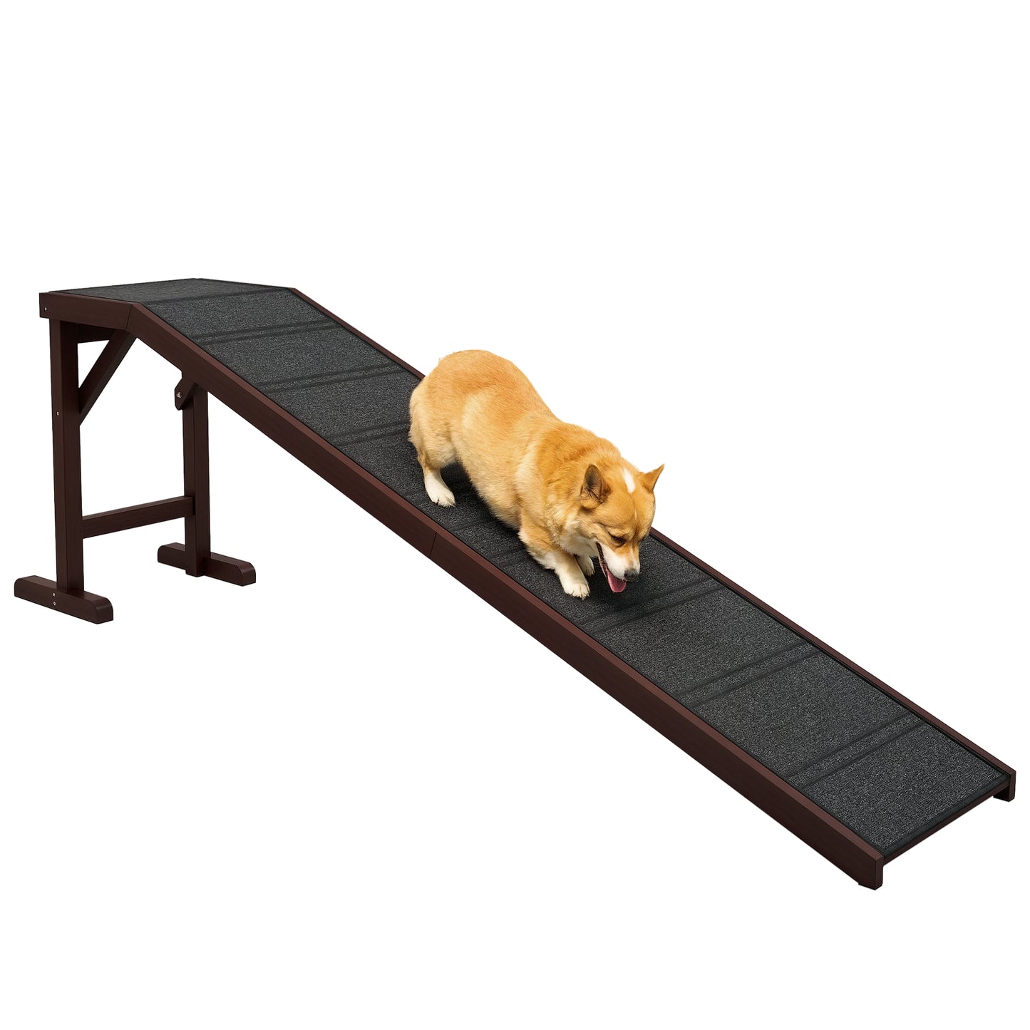 Dog Ramp for Bed - Non-Slip Pet Ramp with Top Platform, 74 x 16 Inches, Brown