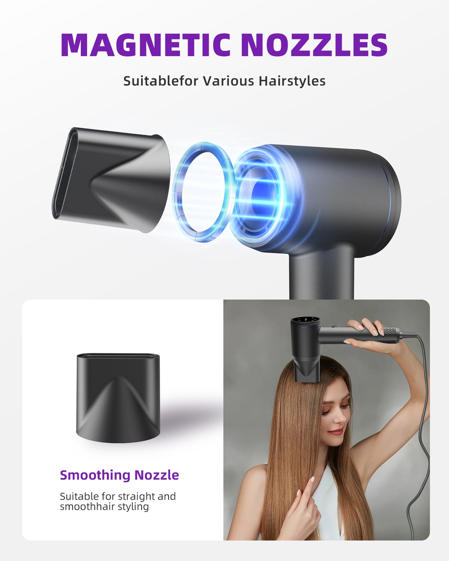 Professional Ionic Hair Dryer with Touchscreen Control & Fast Drying
