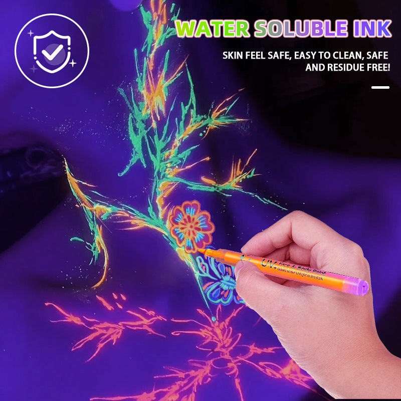 UV Glow Body and Face Painting Acrylic Pen Set - 12 Colors