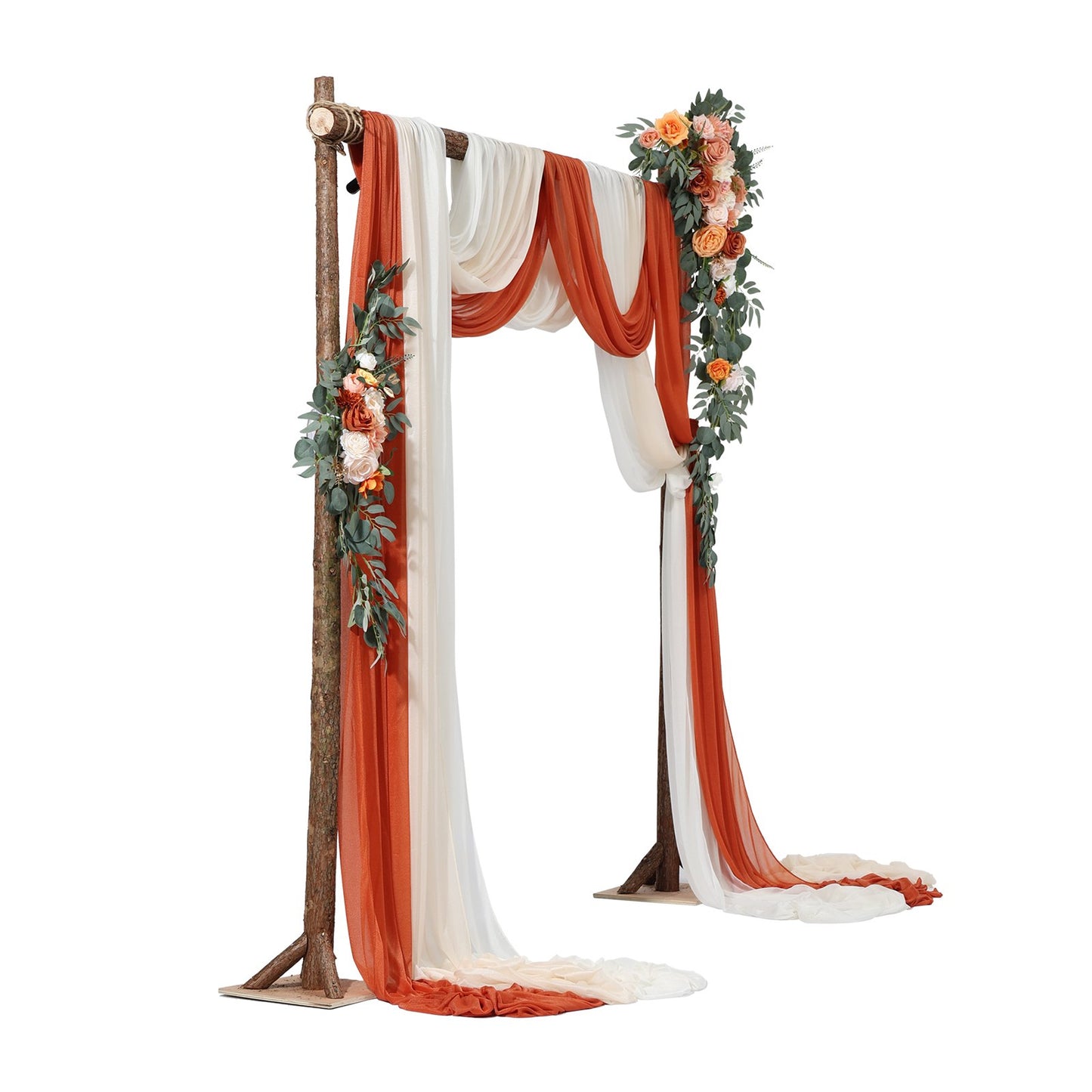 Artificial Wedding Arch Flowers Kit with 33ft Draping Fabric - Orange, Pack of 5