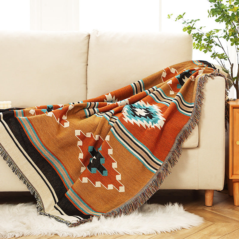 Outdoor Camping Sofa Throw Blanket Bohemian Geometric Pattern 130x160cm or 160x220cm