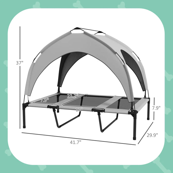 Cooling Dog Bed Cot with Canopy - Large Pet Bed for Hot Weather, Water-Resistant & Portable
