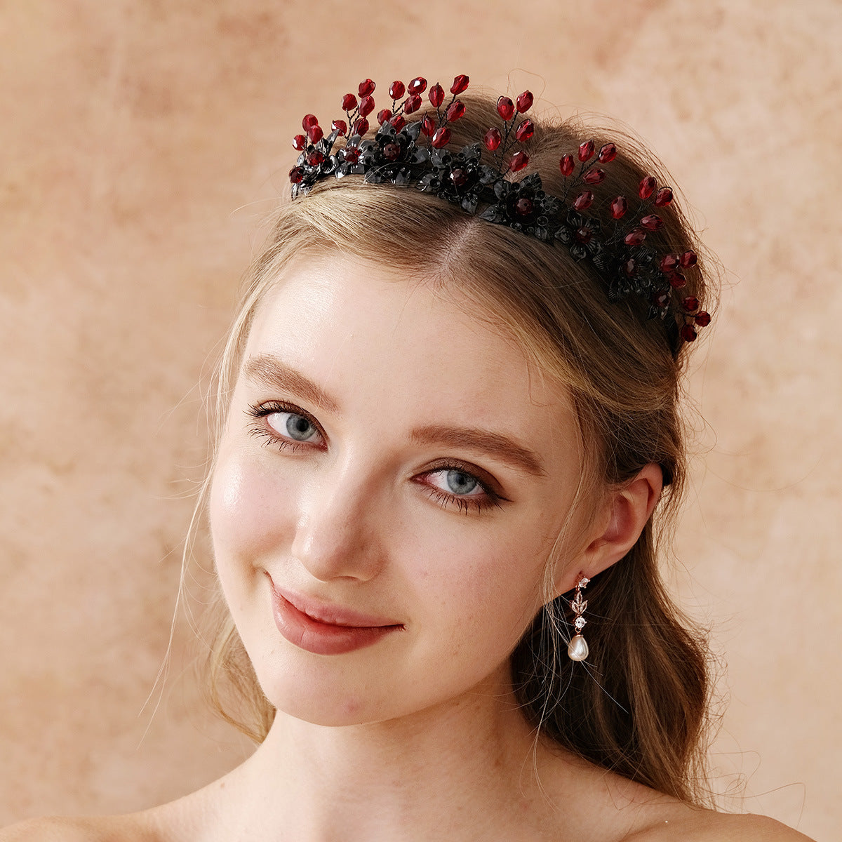 Black Crystal Halloween Headband - Dark Style Hair Accessory for Women