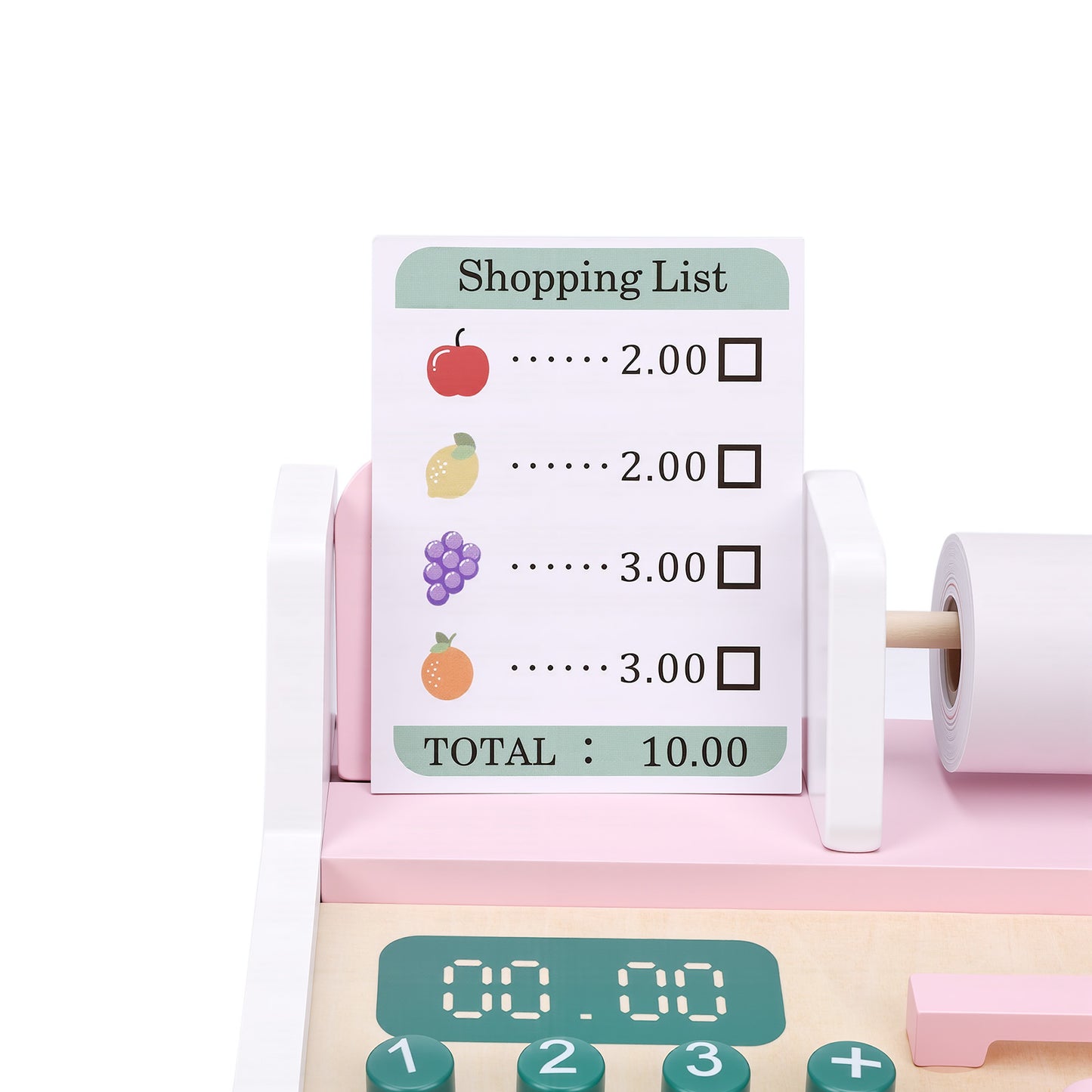 Wooden Toy Cash Register With Scanner Math Learning Role Play Cashier