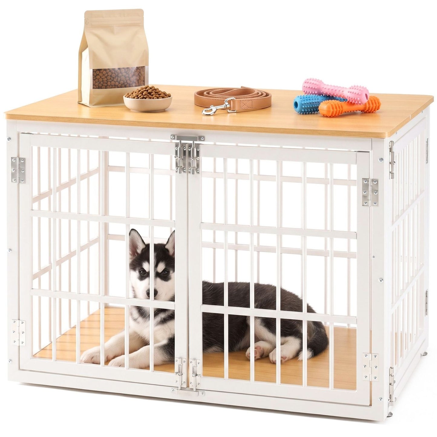 Heavy Duty Wooden Dog Crate Furniture with Locking Door for Large & Medium Dogs