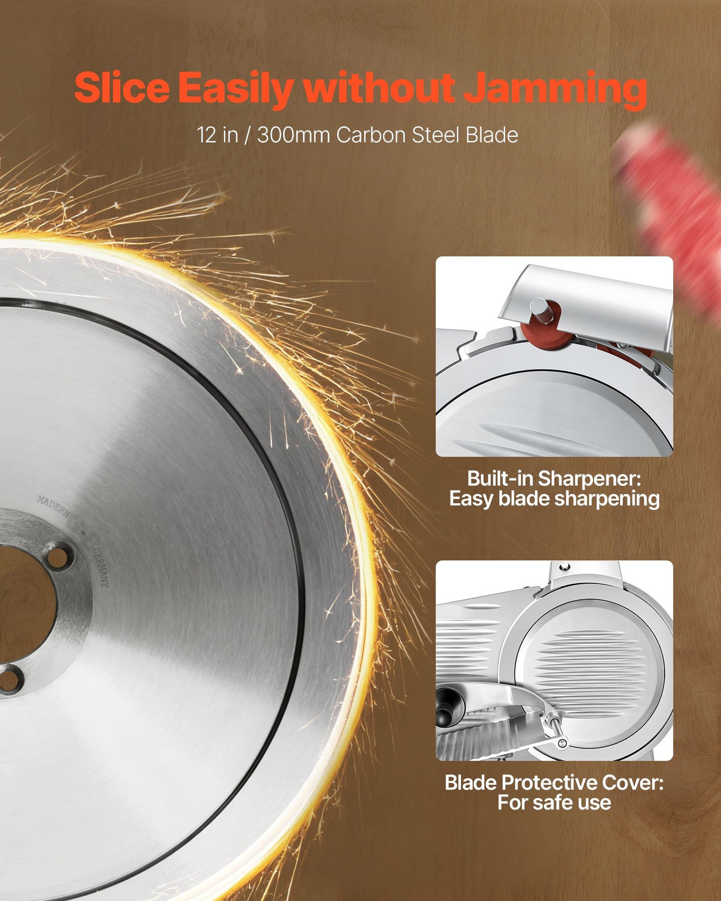 Commercial Electric Meat Slicer 12-Inch Carbon Steel Blade Adjustable Thickness