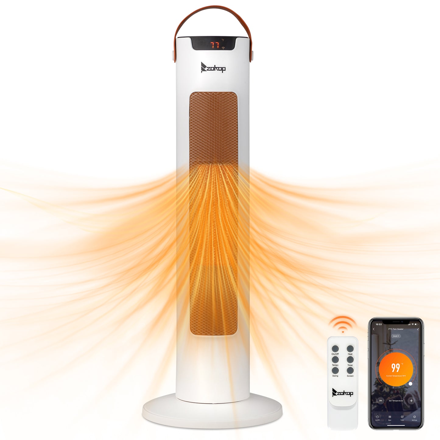 24-Inch Tower Space Heater 1500W WiFi App & Remote Control Thermostat