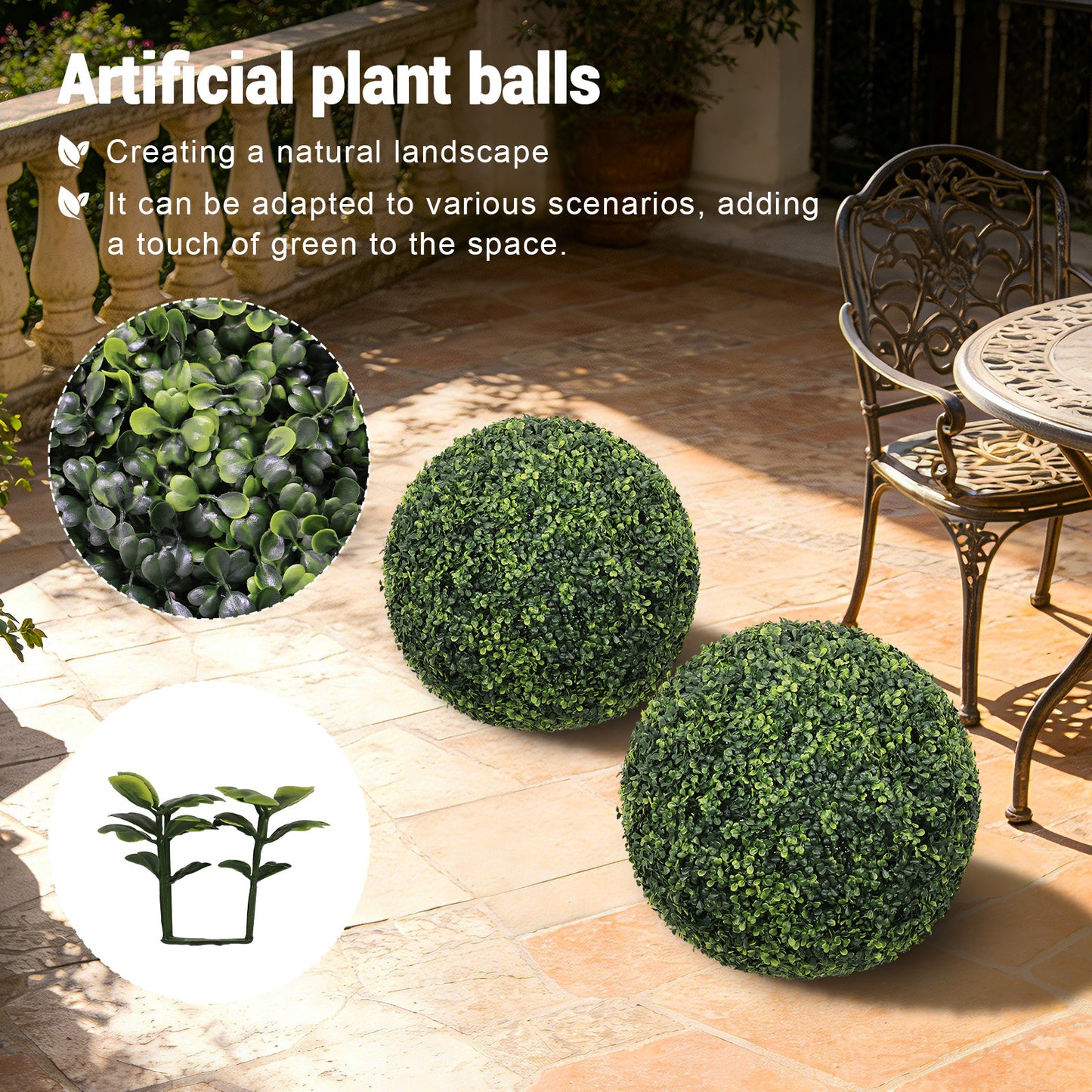 18.5-Inch Artificial Boxwood Topiary Balls - Green, 2 Pcs Set