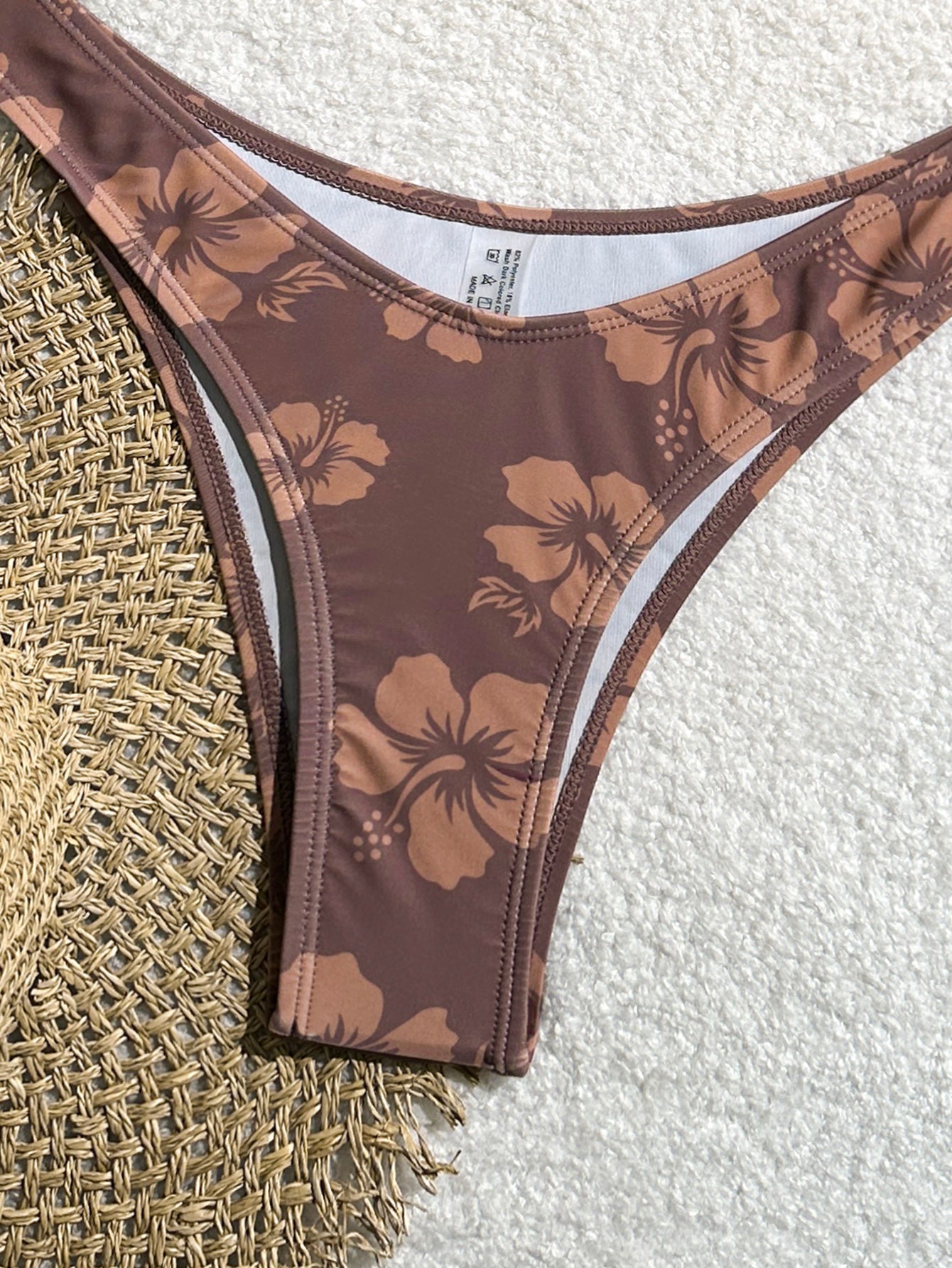 Women's Brown Hibiscus Floral Triangle Bikini Set - 2 Piece Swimsuit