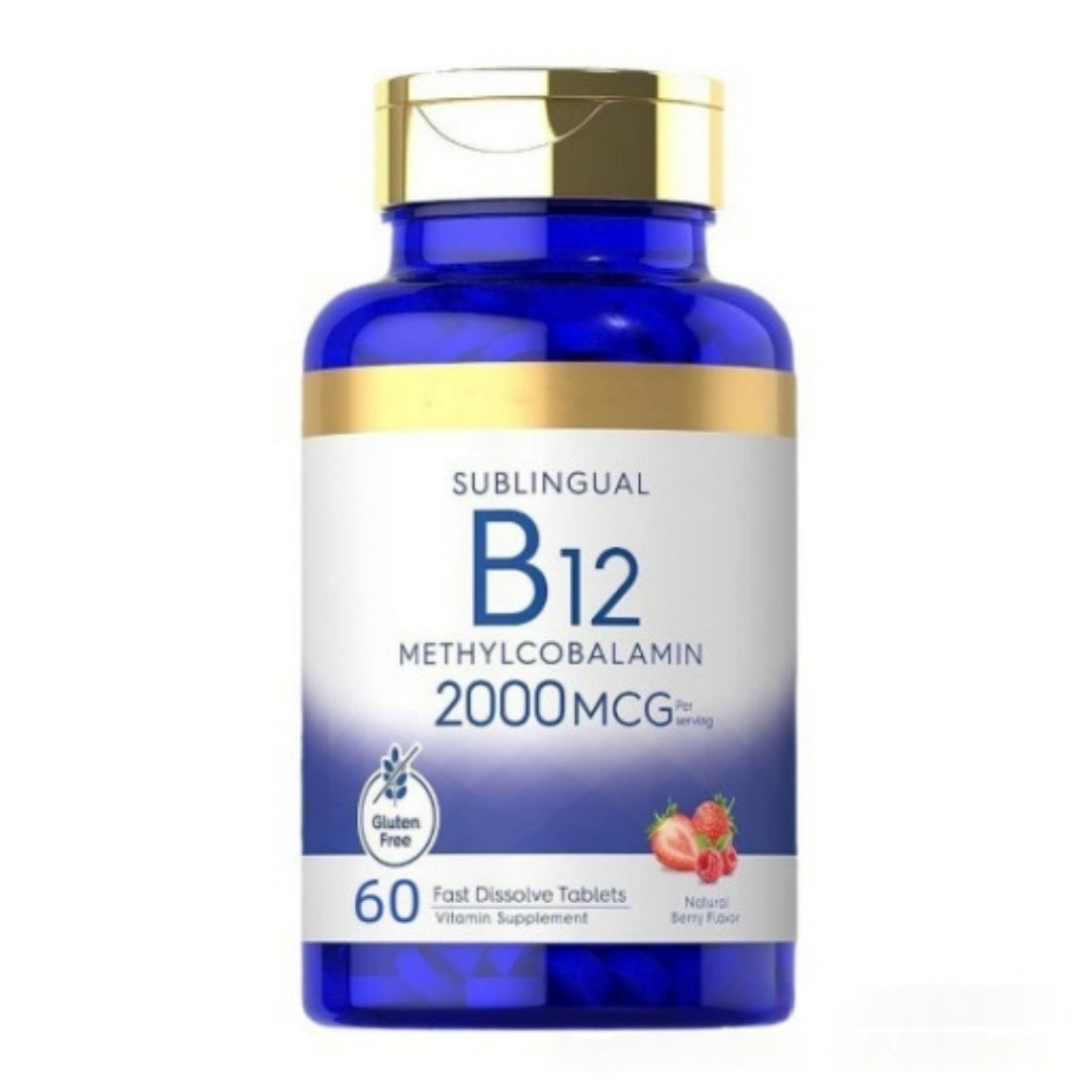Vitamin B12 2000mcg Tablets - Fast-Acting Dietary Supplement, 60 Count