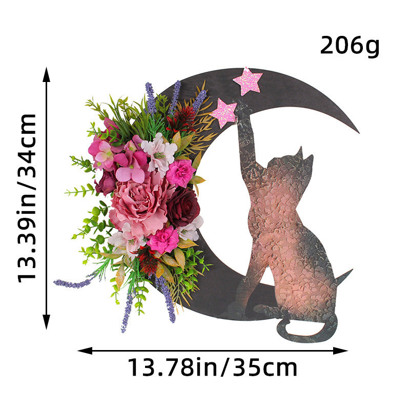 Moon Cat Garland Door Pendant - Flowers