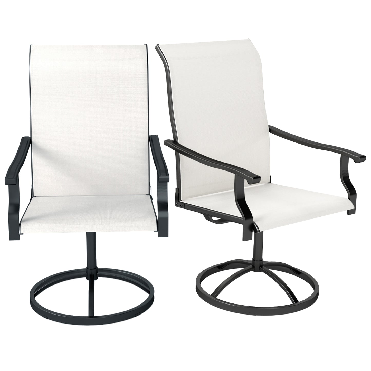 Patio Swivel Chairs Set of 2 - High Back Mesh Seating, Cream