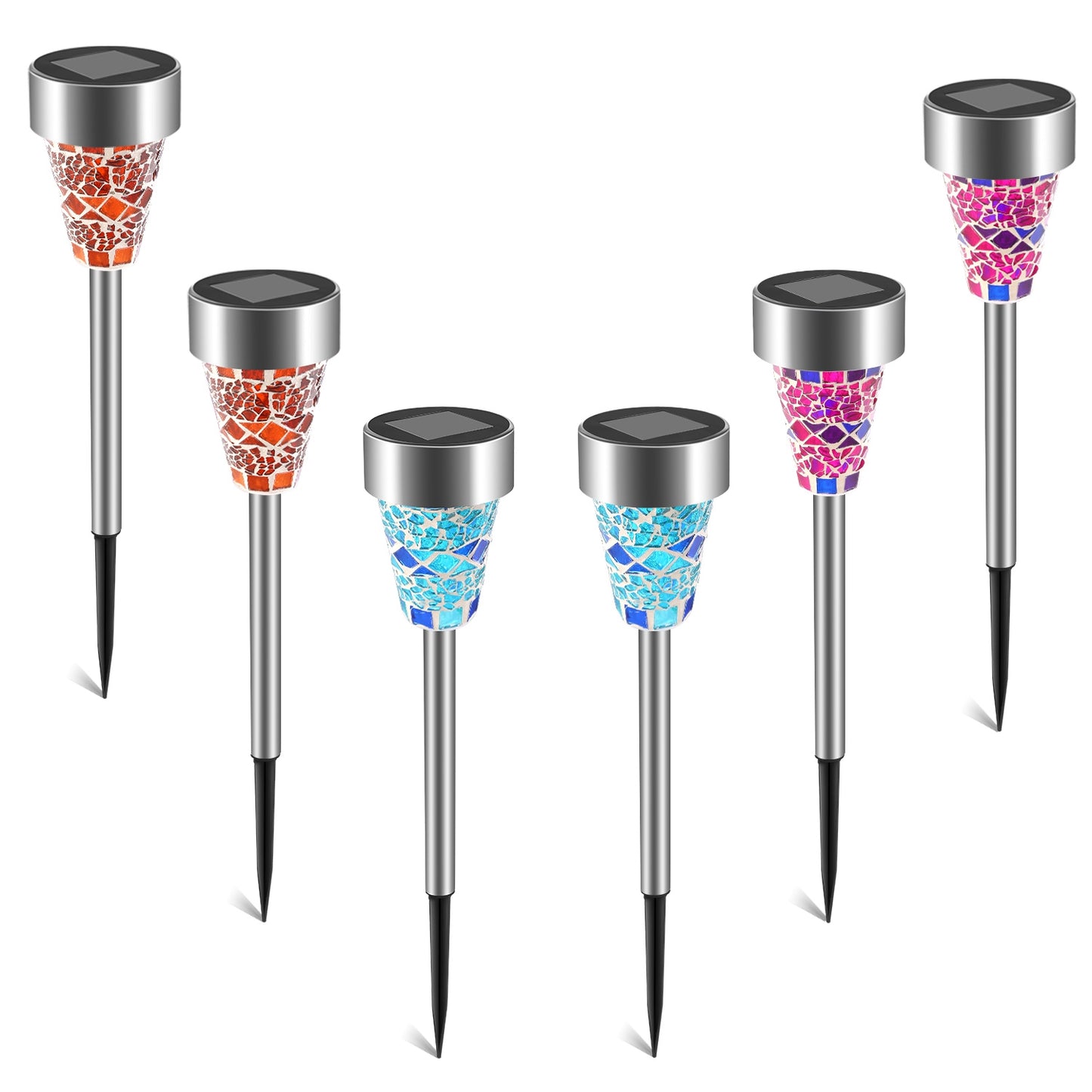6-Pack Solar Pathway Lights Waterproof Garden Driveway Walkway Decor