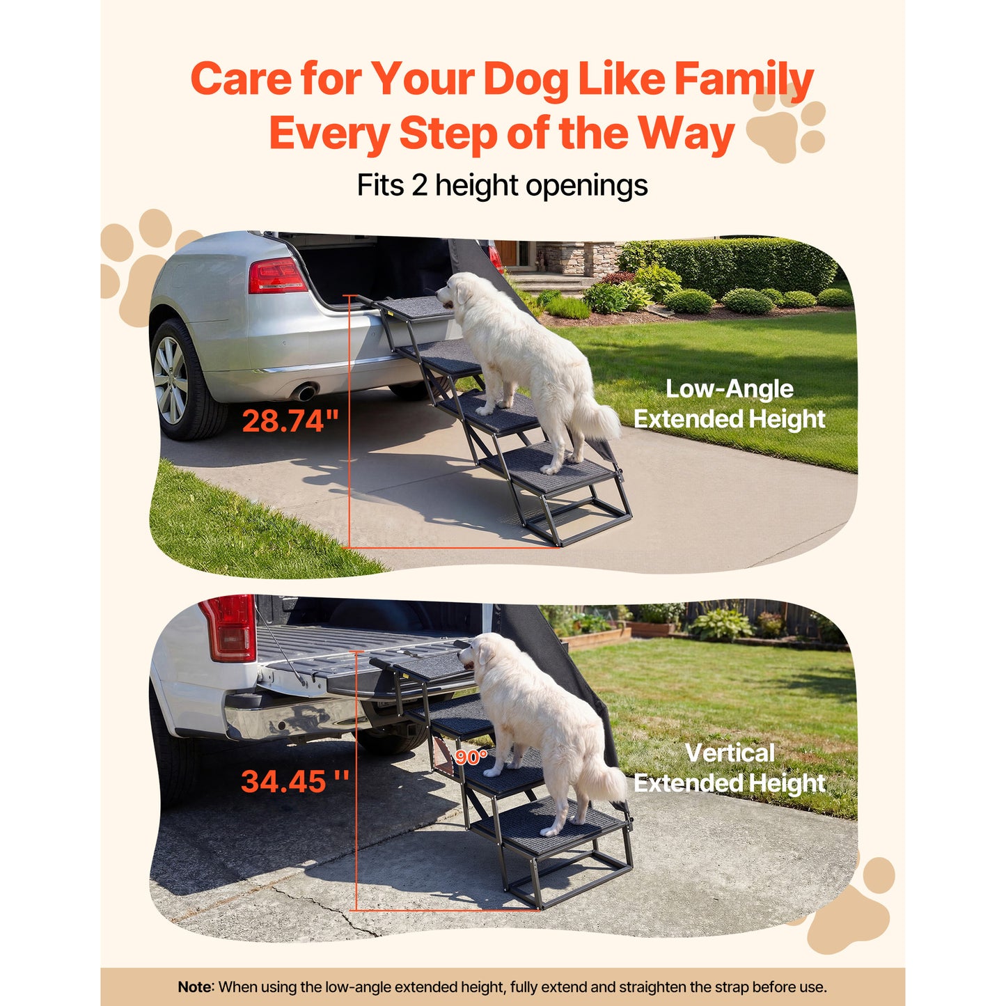 Foldable Dog Stairs for Car & High Beds - 4 Steps Non-Slip Pet Ladder for Large Dogs