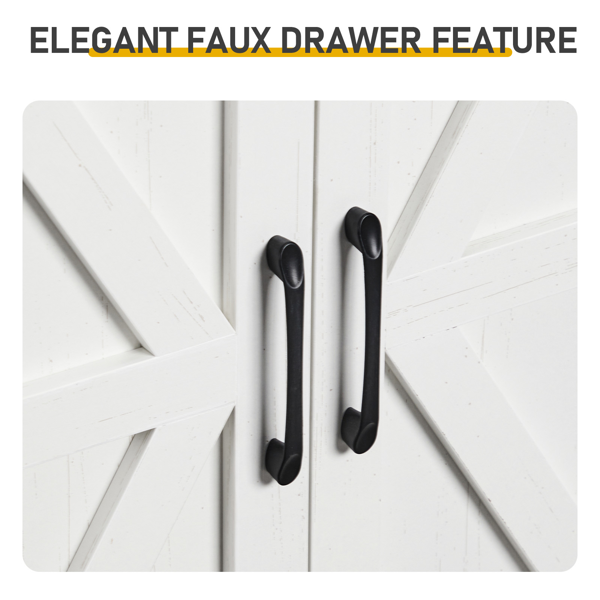 30-Inch Water-Washed White Double Barn Door Vanity Cabinet