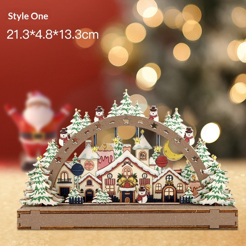 Christmas Village Wooden Display Decoration for Window or Storefront