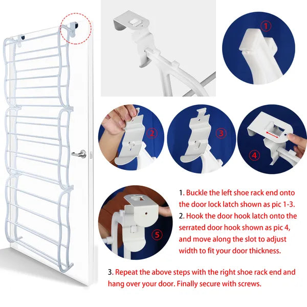 36 Pairs Over-The-Door Shoe Rack 12 Layers Wall Hanging Closet