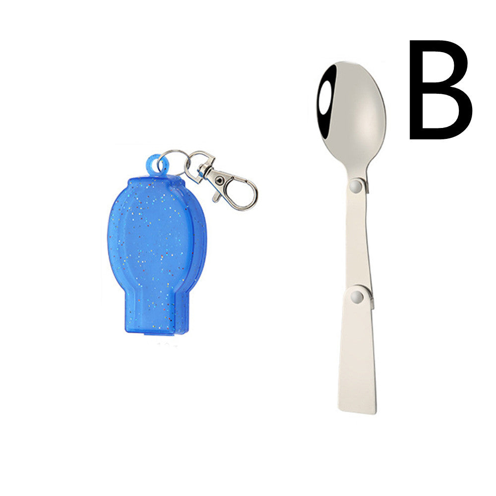 Stainless Steel Outdoor Folding Cutlery Set - Portable Spoon and Fork with Storage Box