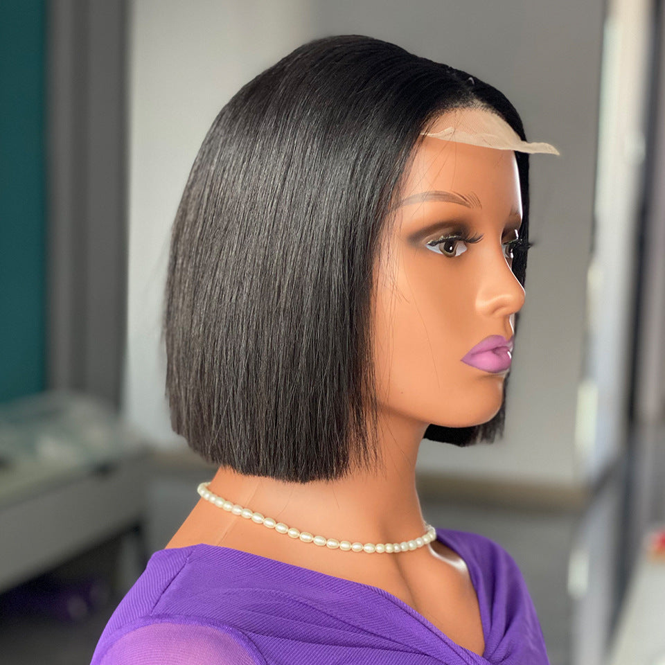 Vietnam Bone Straight Human Hair Wigs - 8 Inch Bob Style, Natural Look, Heat-Dyeable