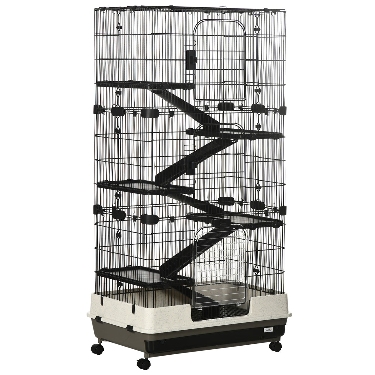 6-Tier Small Animal Rolling Cage with Large Living Space - Black