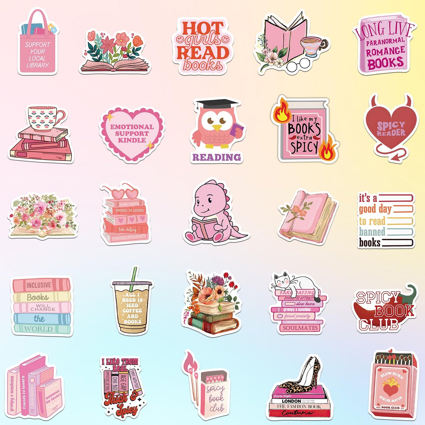 100 Pcs Book Stickers - Aesthetic Vinyl Decals for Scrapbooking