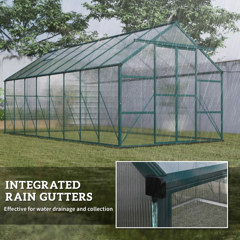 Greenhouse Kit with Aluminum Frame, Polycarbonate Panels, Adjustable Roof Vent