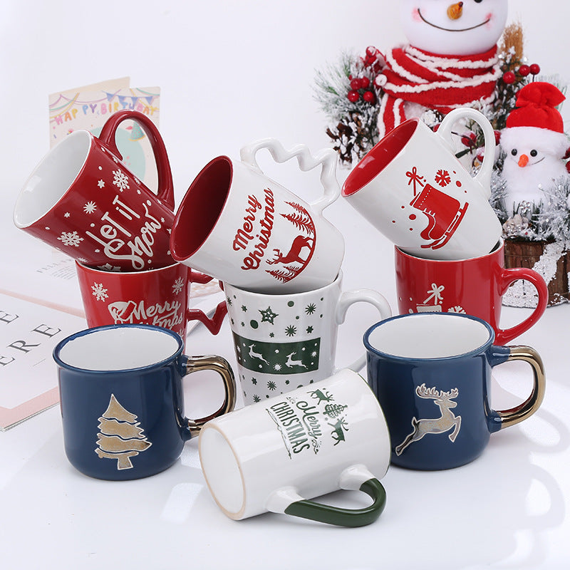 Christmas Cartoon Snowman Santa Ceramic Mug - Holiday Gift Drinkware