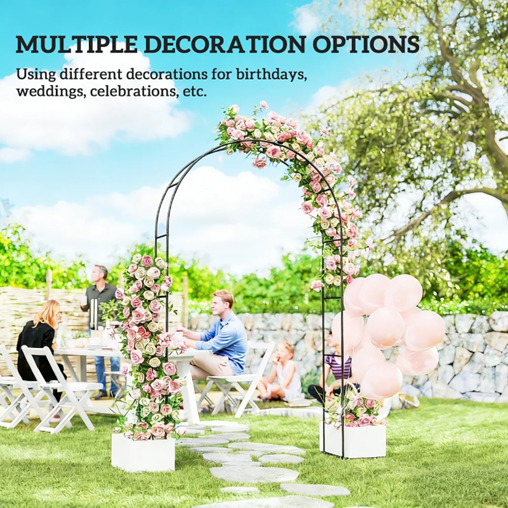 8 Ft Steel Garden Arch - Modern Wedding Arbor with Stable Base
