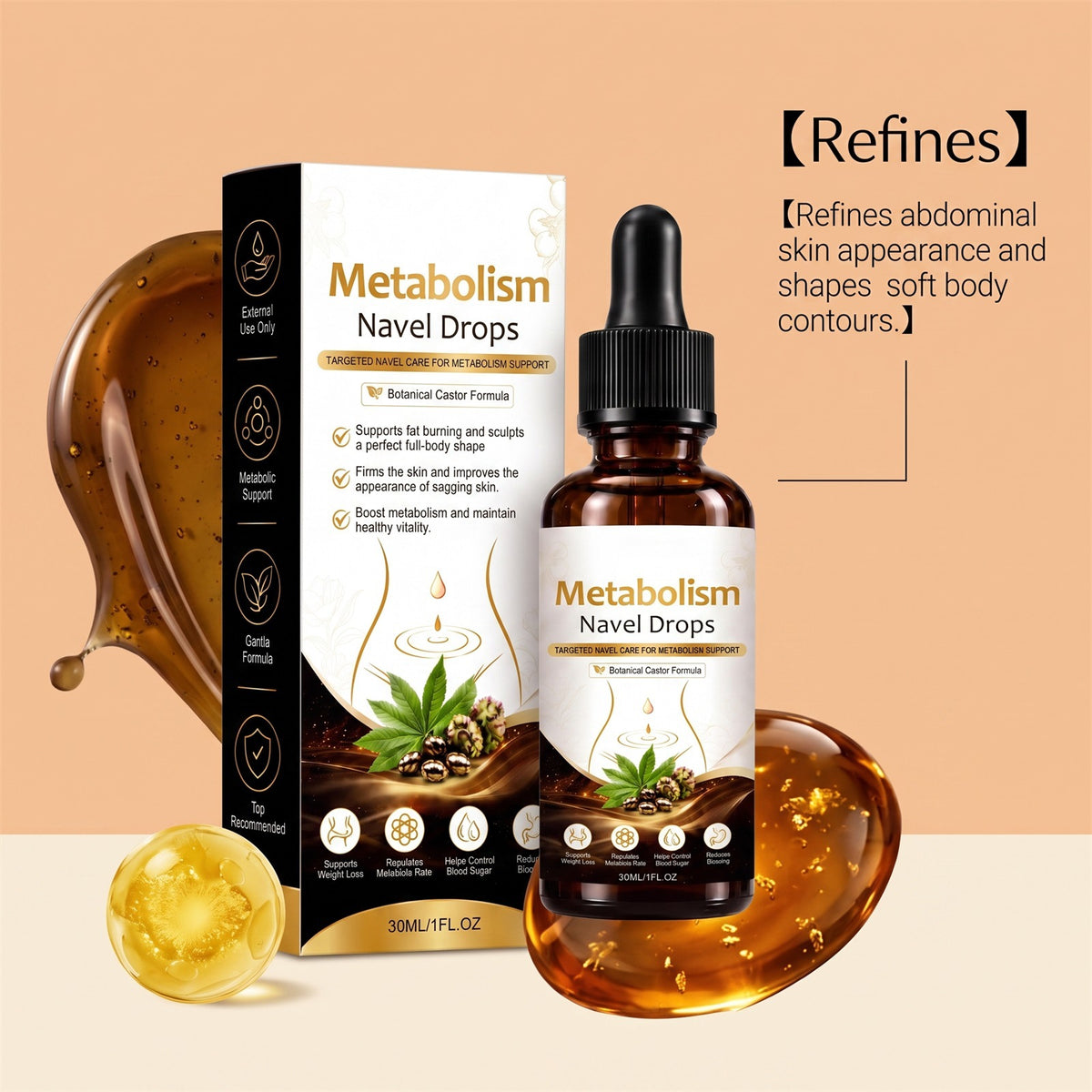 Body Oil Drops with Castor Oil & Sea Buckthorn - 30ml