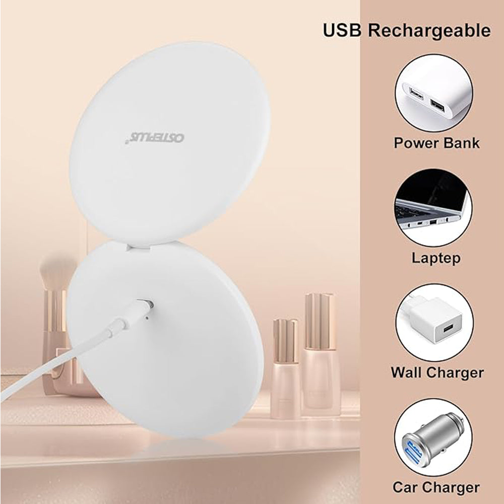 Portable LED Travel Makeup Mirror - 1x/2x Magnifying Compact Mirror