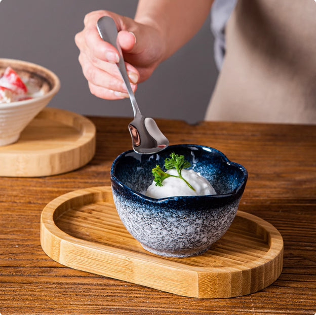 Japanese Style Porcelain Dessert Bowl for Afternoon Tea & Ice Cream