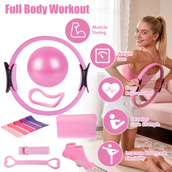 14-Piece Pilates Kit - Resistance Bands, Yoga Ball & Carry Bag