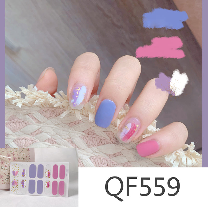 Waterproof Nail Art Stickers - 14pcs Durable Eco-Friendly Decals for Nails