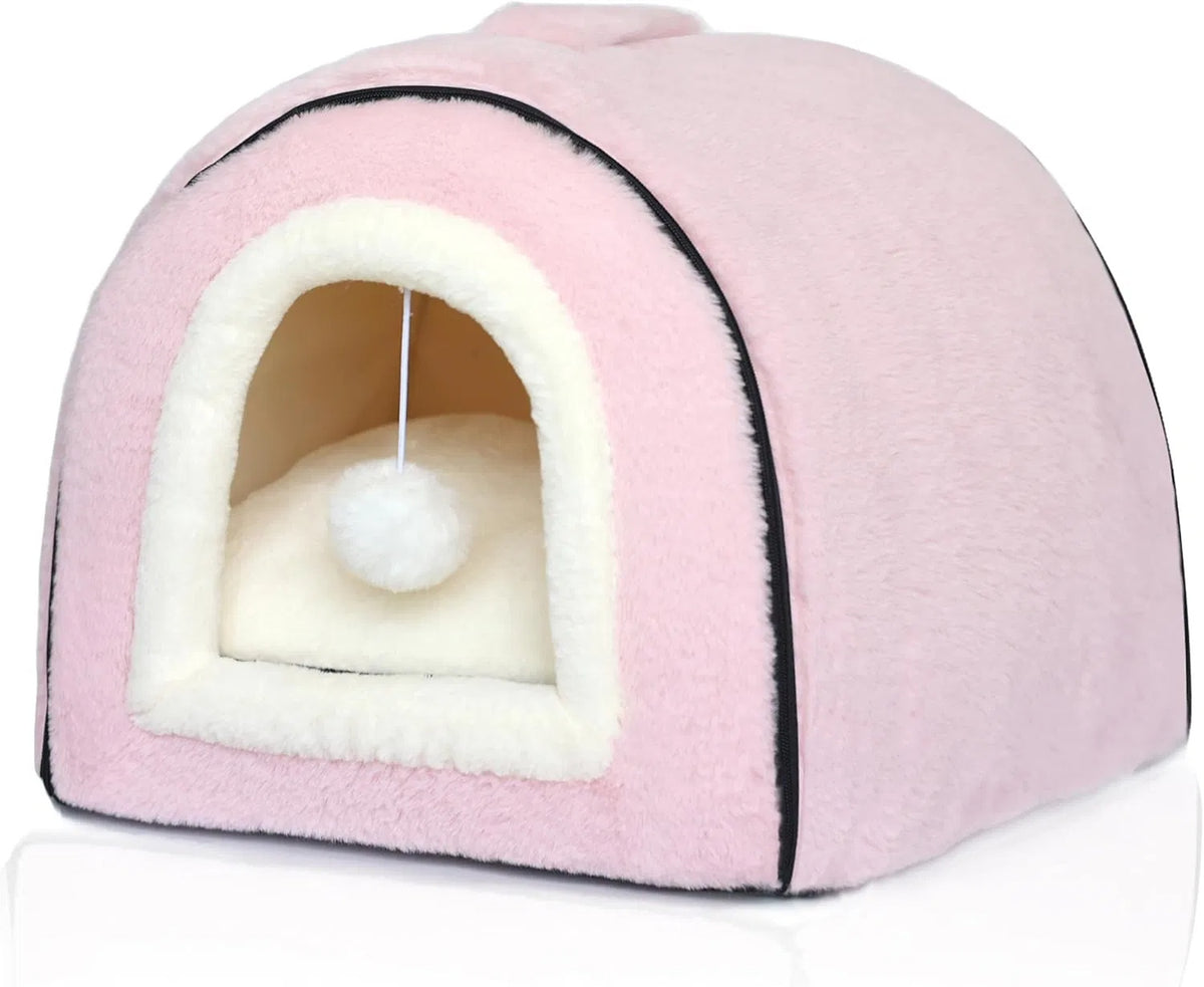 Foldable Indoor Cat Bed with Anti-Slip Water-Resistant Bottom - Cozy Pet House