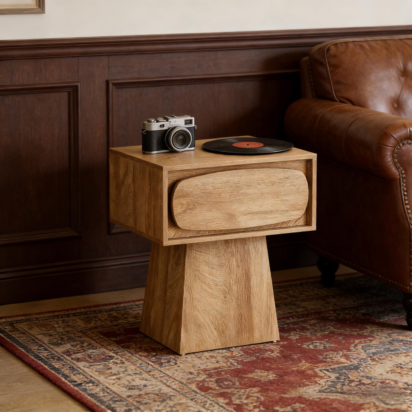 Compact Side Table with Drawer - Brown Accent Furniture