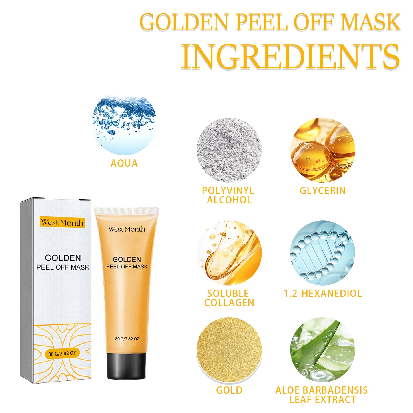 Gold Peel-Off Face Mask - Deep Cleansing & Pore Tightening Exfoliator