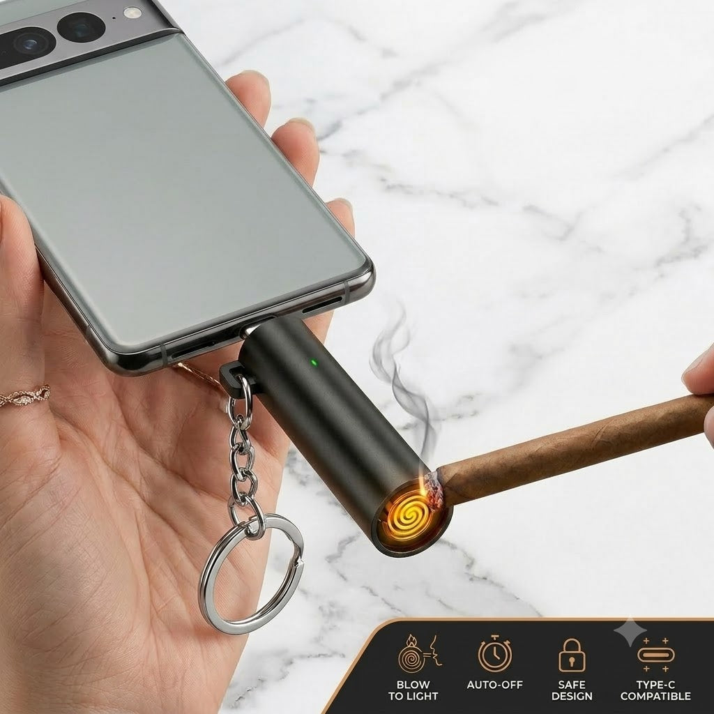 Type-C Phone-Powered Lighter - Battery-Free, Windproof, Mini