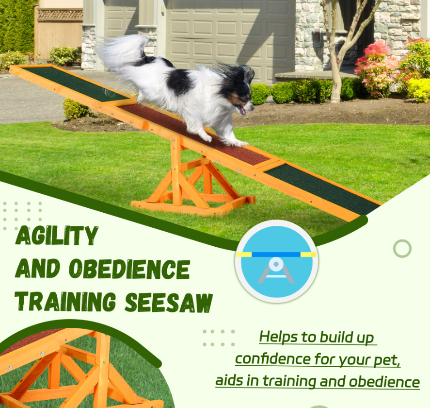 Wooden Dog Agility Seesaw - Weather-Resistant Pet Training & Exercise Equipment