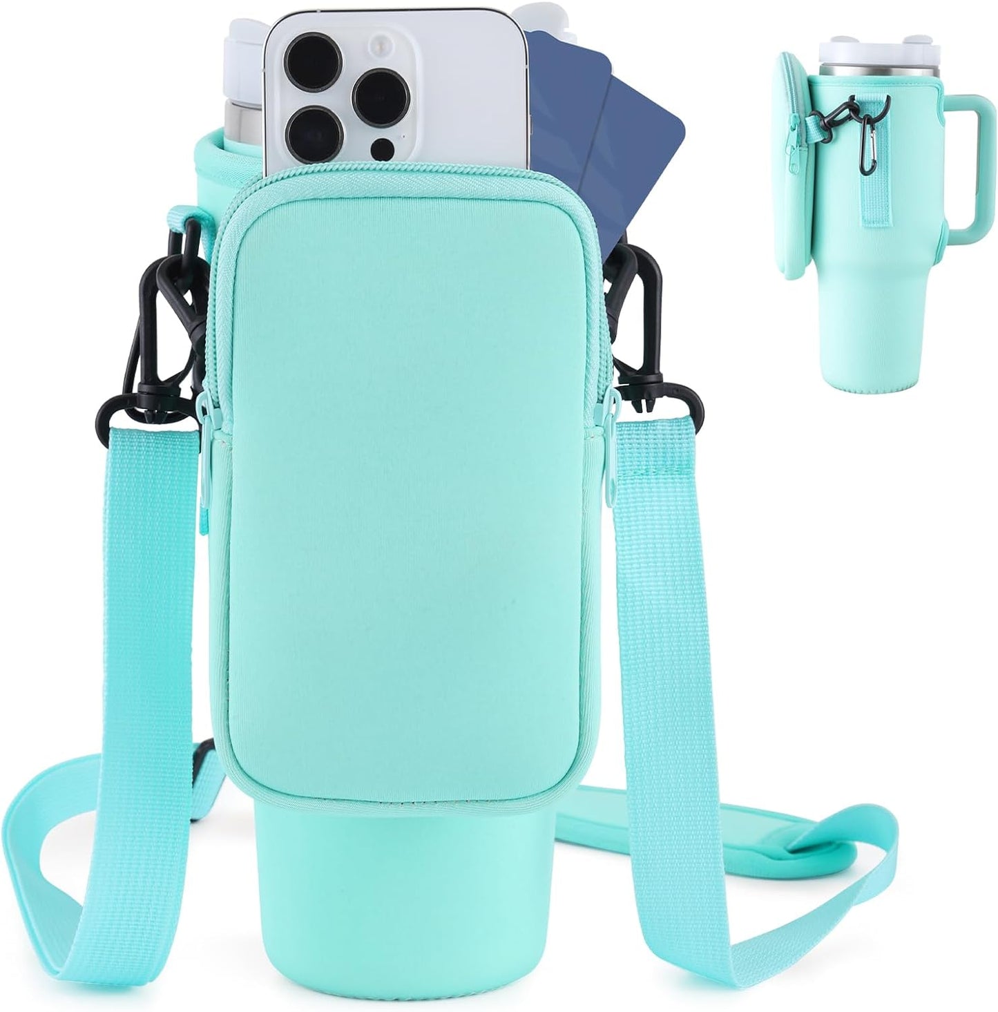 40oz Water Bottle Carrier with Adjustable Strap - Multiple Colors