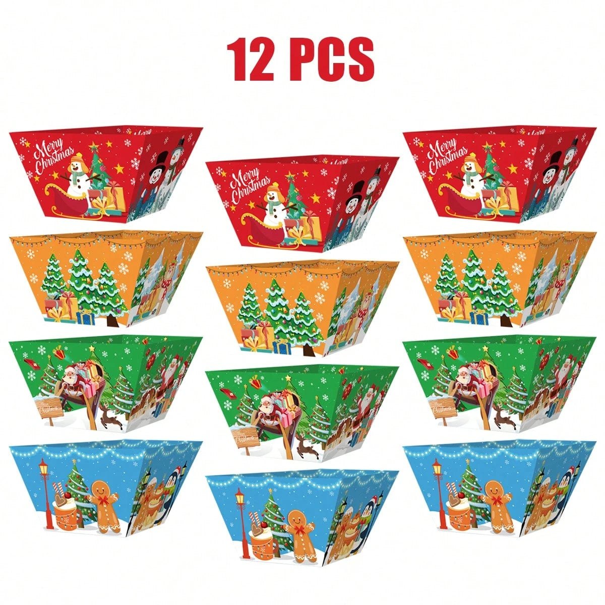 12 PCS Christmas Gingerbread Man Snack Bowls - Disposable Party Supplies