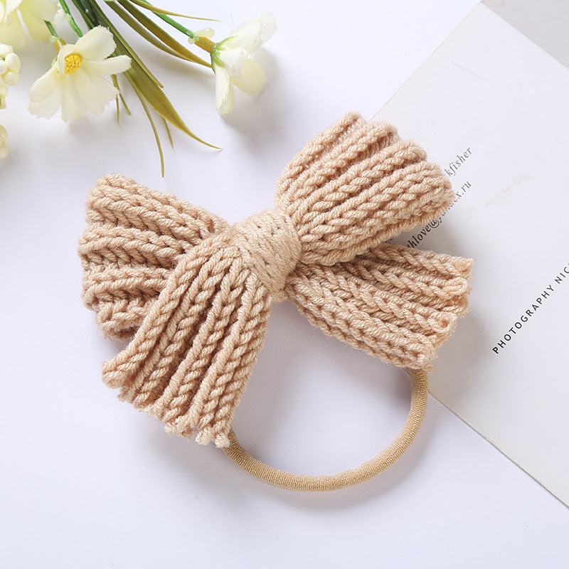 European and American Style Wool Bow Baby Hair Band - Assorted Colors, 10.5x7cm