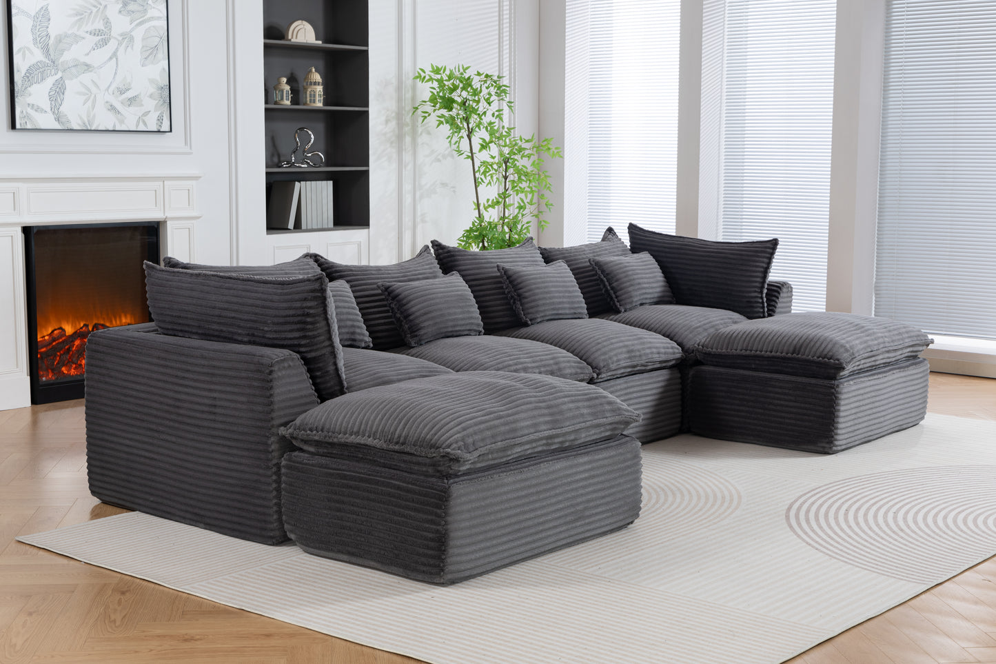 Oversized Modular Sectional Sofa - 129.8" Wide, Antique Grey
