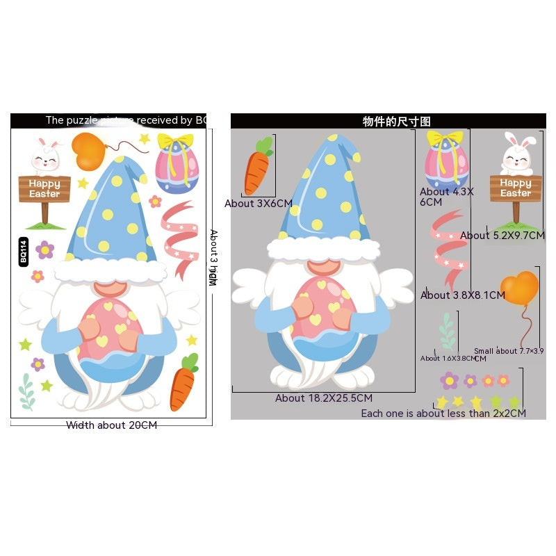 Cute Easter Bunny Stickers for Holiday Decor - PVC 20x30cm Set