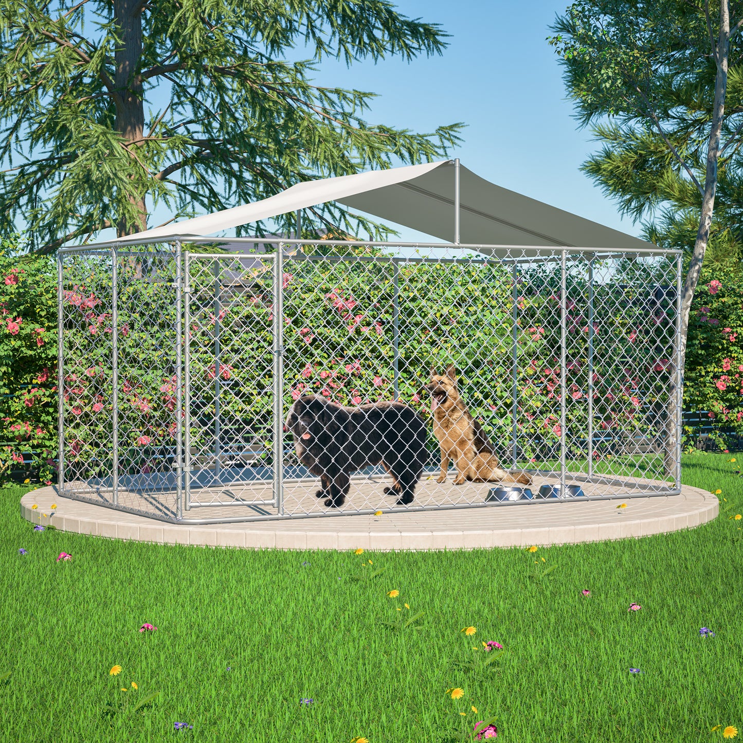 Heavy Duty Outdoor Dog Kennel 13.1x7.5x7.6 Ft, Galvanized Chain Link