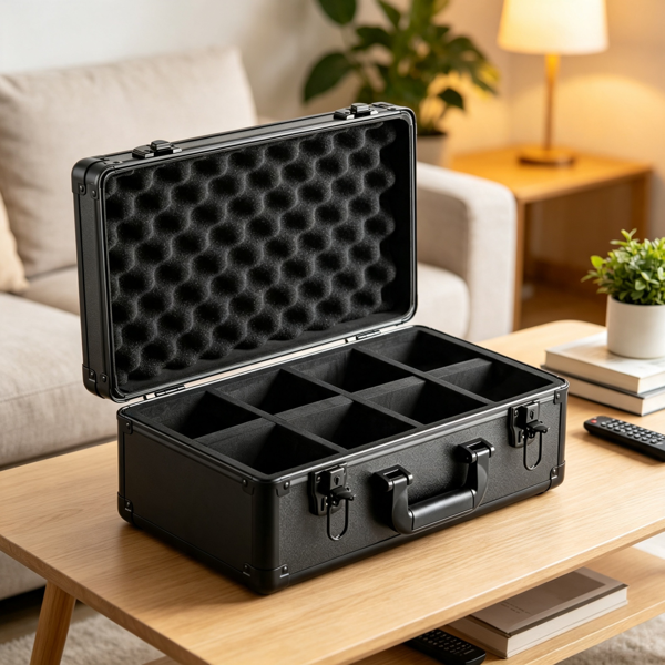 Graded Card Storage Box - 4 Slots with Key Lock & Foam Dividers
