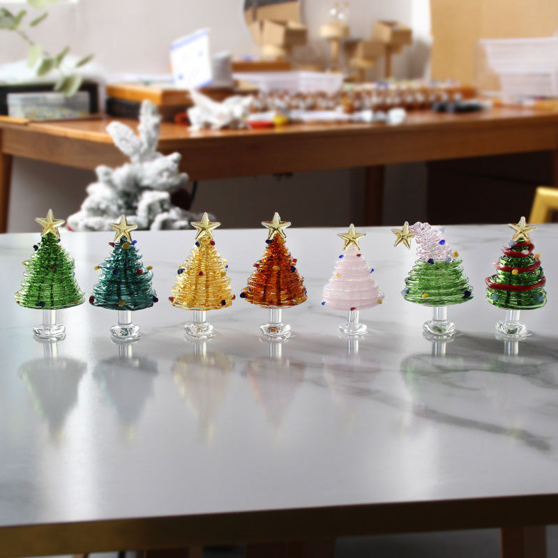 Christmas Winding Wire Glass Craft Decoration with Light - Handmade Festive Ornament